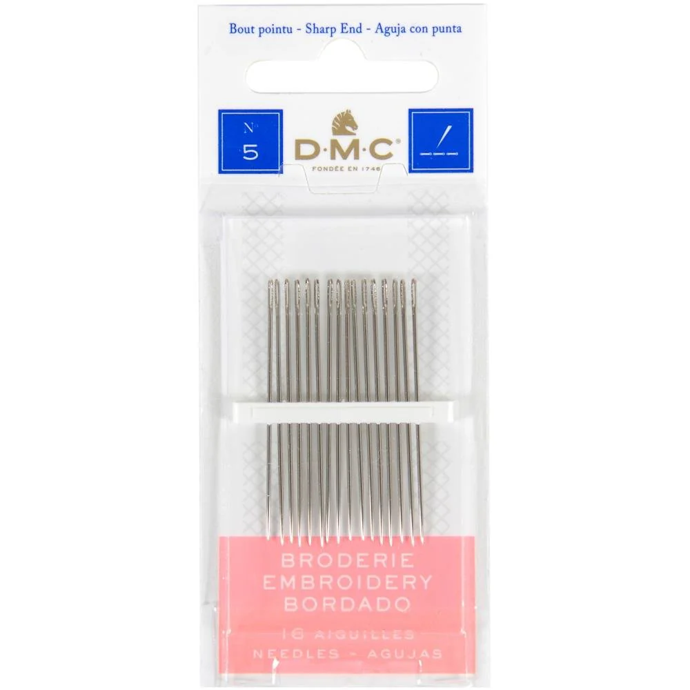 DMC Sharp Embroidery Needles Size 5 - Pack of 16
