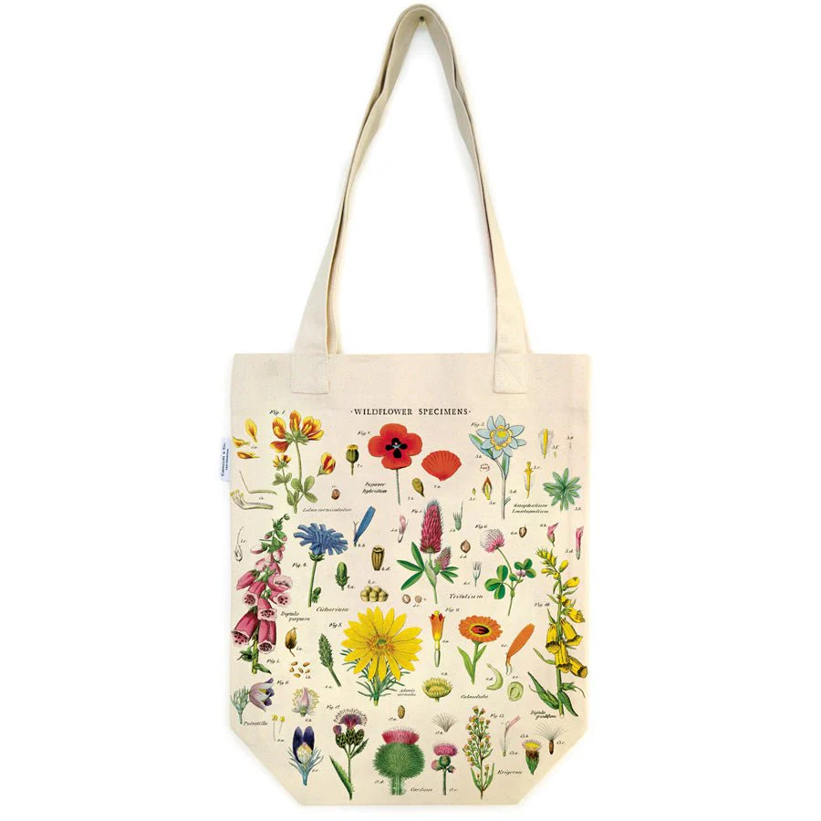 Cavallini & Co. Vintage Inspired Tote Bag  - 13" x 16" (33 cm x 40.5 cm) - Wildflowers