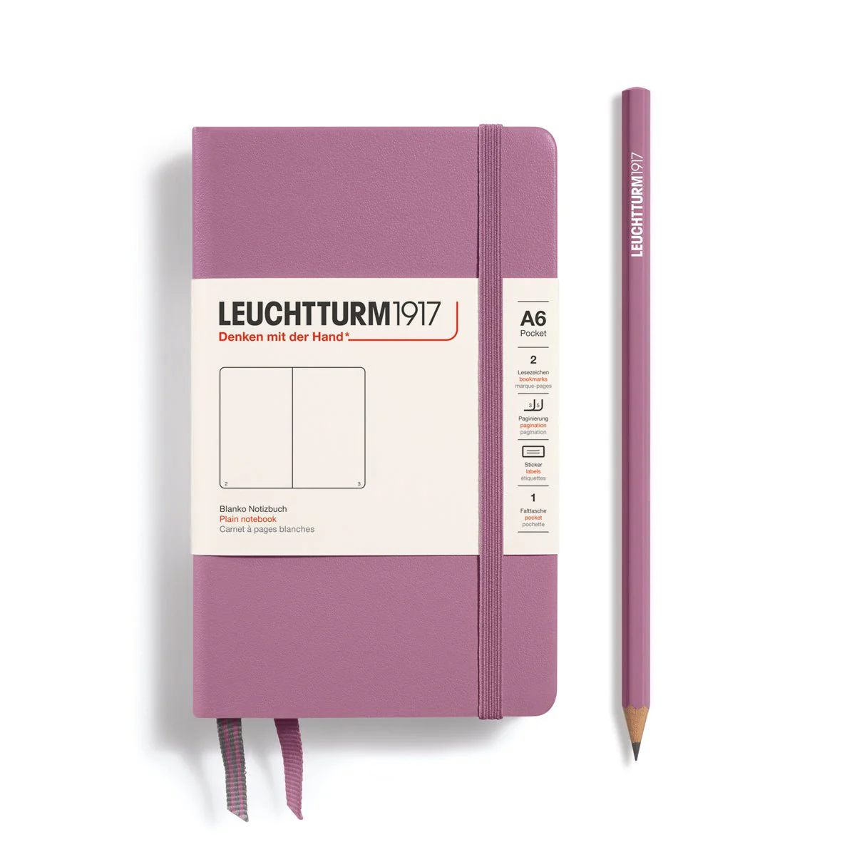 Leuchtturm1917 Hardcover Notebook - Dusty Rose - Pocket 3.5 x 6 in (A6) - 187 pages - plain