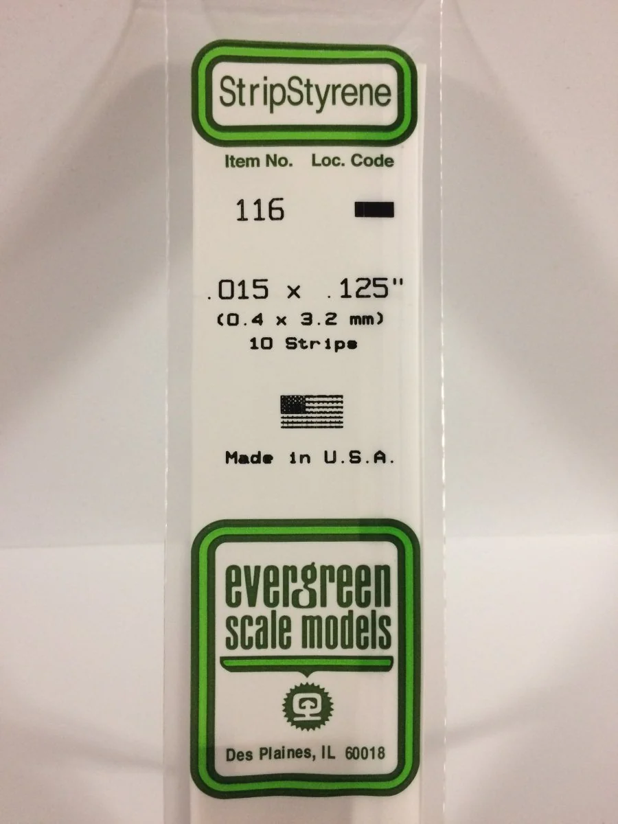 Evergreen Scale Models 116 - .015 X .125" X 14" Strips (10)