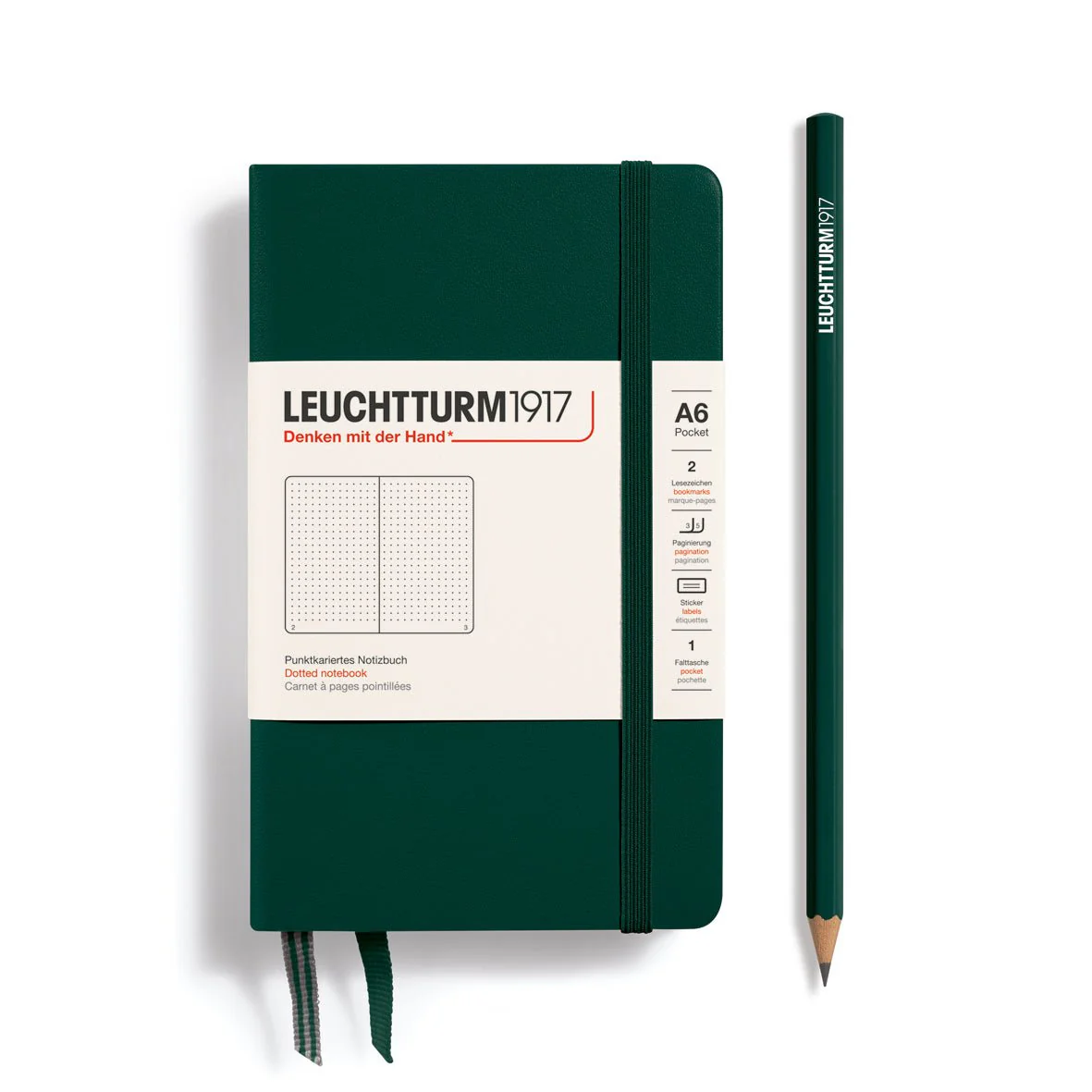 Leuchtturm1917 Hardcover Notebook - Forest Green - Pocket 3.5 x 6 in (A6) - 187 pages - dotted