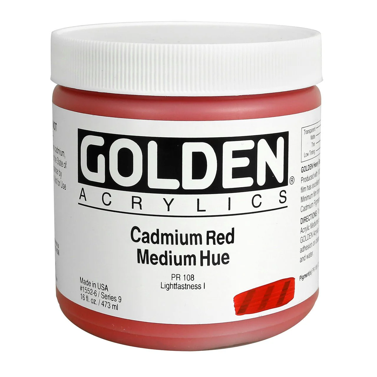 Golden Heavy Body Acrylic Cadmium Red Medium Hue 16 oz