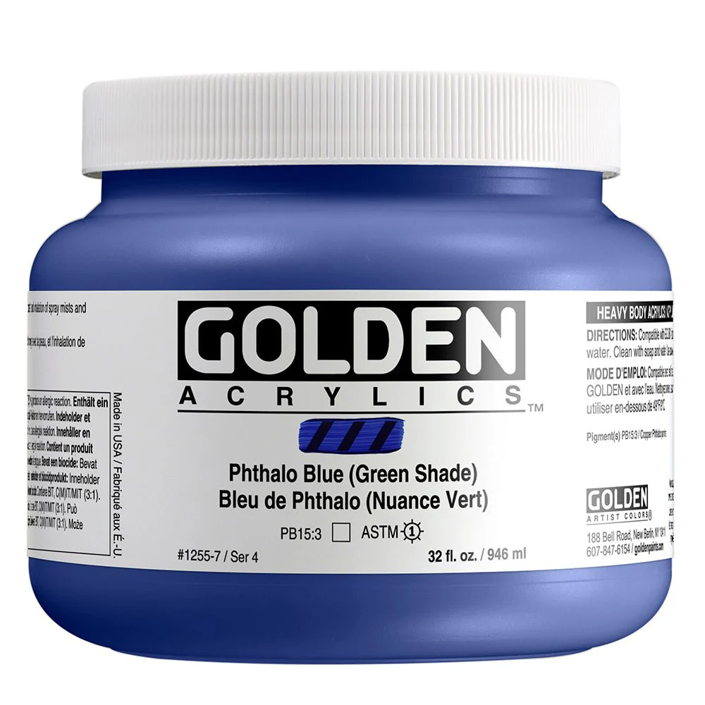 Golden Heavy Body Acrylic Phthalo Blue (green shade) 32 oz