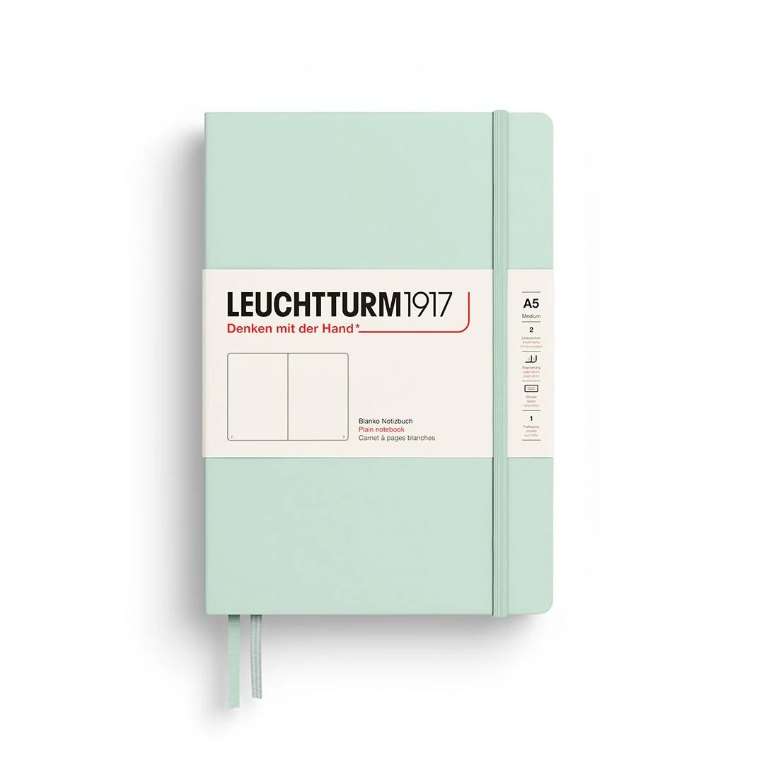 Leuchtturm1917 Hardcover Notebook - Mint Green - Medium 5.75 x 8.25 inch (A5) - 251 pages - plain