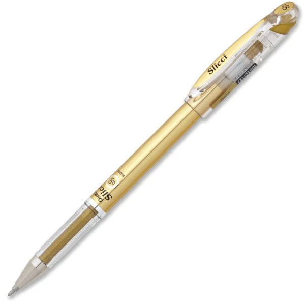 Pentel Arts Slicci METALLIC (0.8mm) Needle Tip Med Gel Pen - Gold Metallic Ink