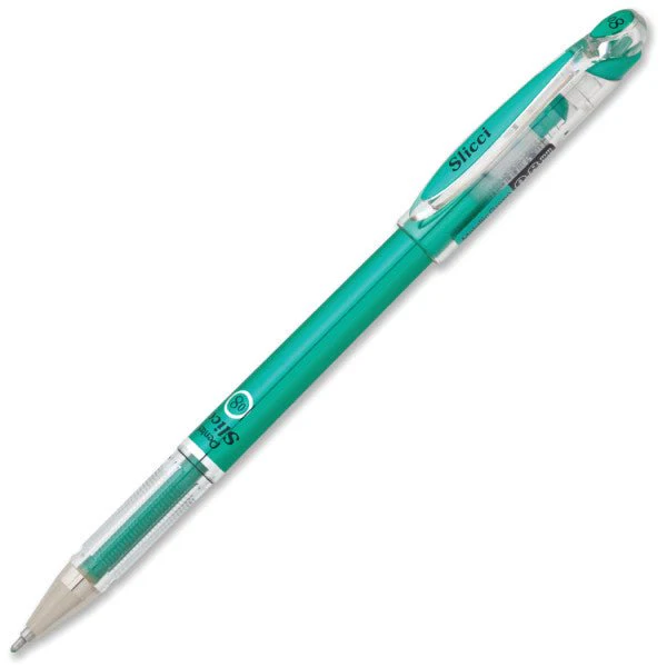 Pentel Arts Slicci METALLIC (0.8mm) Needle Tip Med Gel Pen - Green Metallic Ink
