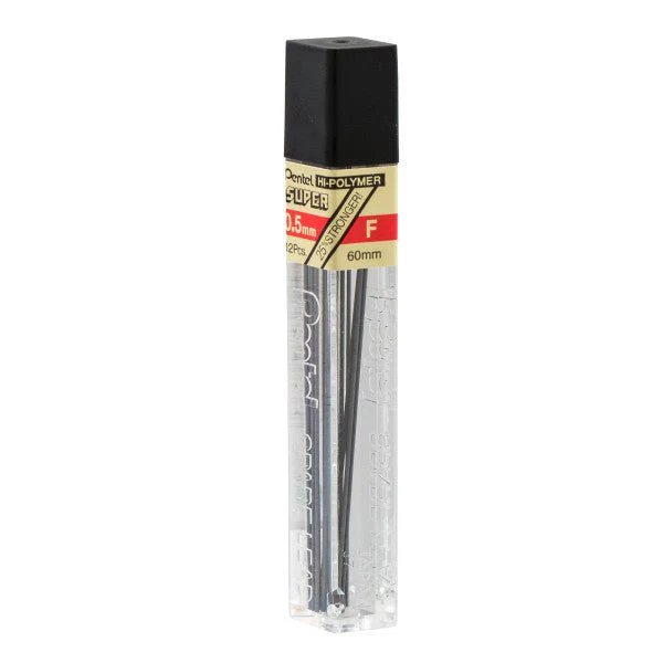 Pentel Super Hi-Polymer Lead Refill (0.5mm) Fine, F, 12 pcs/Tube