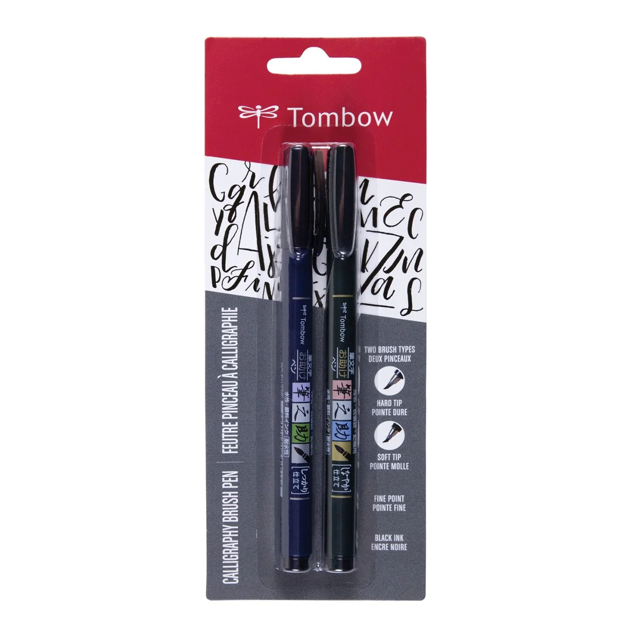 Tombow Fudenosuke Set of 2 Pens (soft & hard tip)