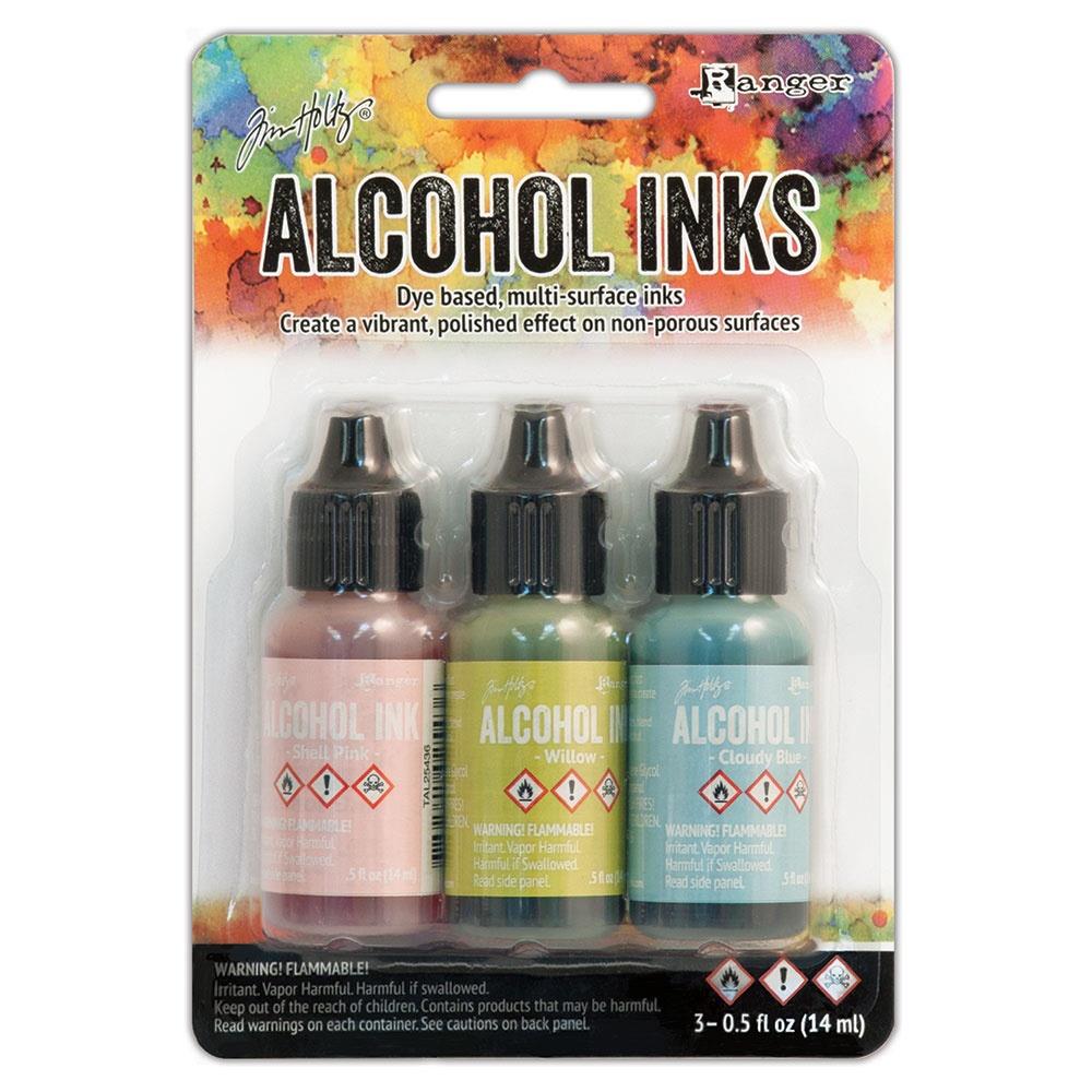 Tim Holtz Alcohol Ink Set of 3 - Countryside (Shell Pink, Willow, Cloudy Blue)